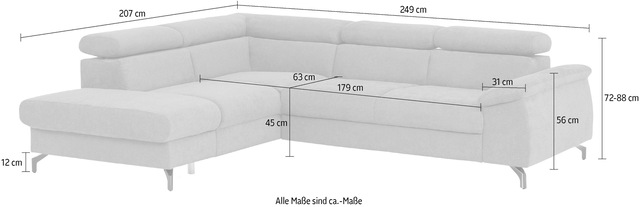 COTTA Polstergarnitur »Kitty L-Form, B: 249 bzw. 100 cm (Set: Ecksofa & Hocker)« Set,  mit Kopfteilverstellung, optional Bettfunktion & Bettkasten