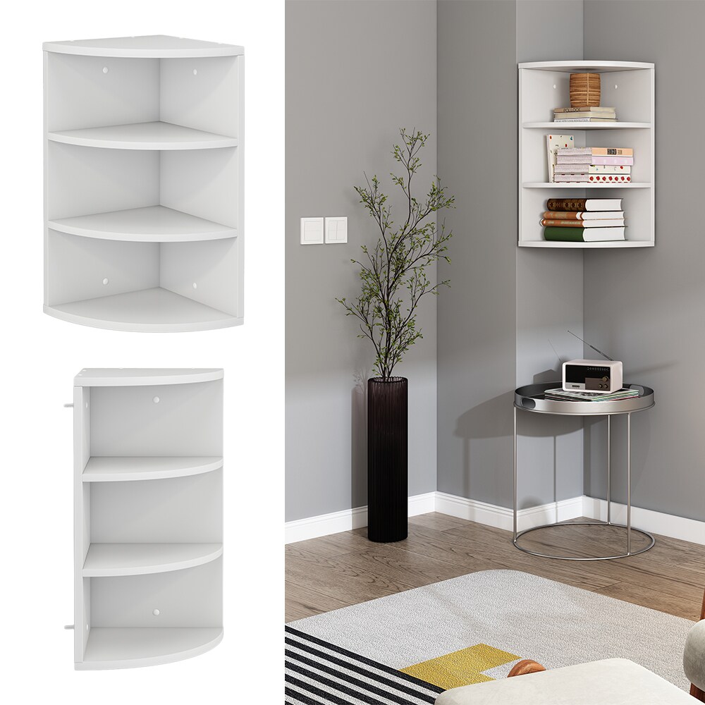 Oskar-Store Eckregal Fabienne, 60 x 30 cm, Weiß, hängendes Bücherregal mit 3 Fächern