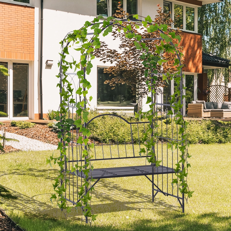 Outsunny Bank mit Rosenbogen schwarz