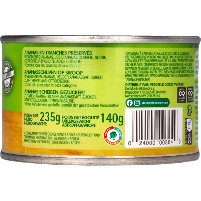 Del Monte Ananasschijven op siroop
