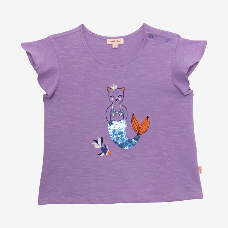 T-shirt fille sirène-chat violet Catimini Mauve Violet