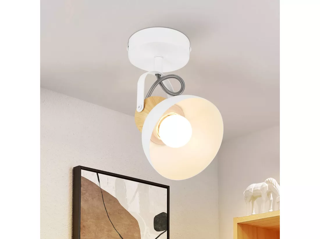 NETTLIFE Spot de plafond vintage noir E27 orientable 350° lampe de couloir rétro métal industriel orientable