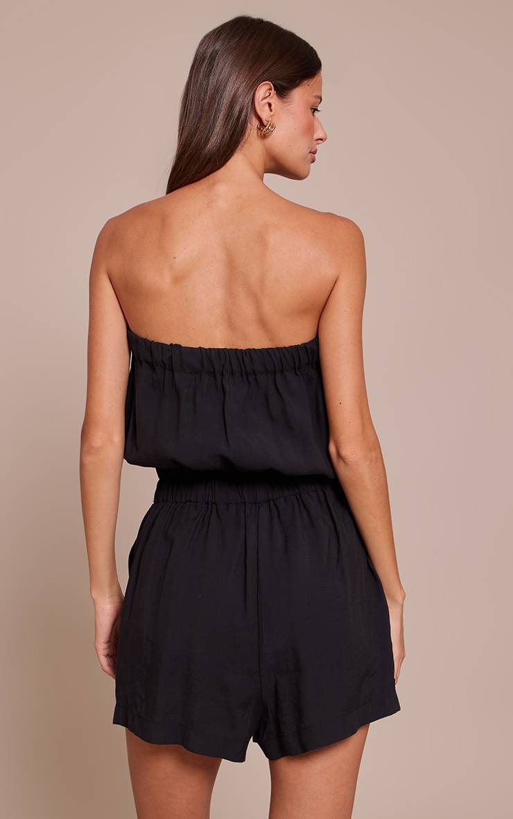 Noir Combi-short Bandeau Texturée Tissée