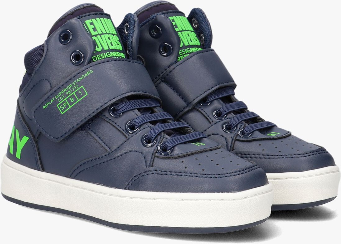 REPLAY blauwe replay hoge sneaker cobra