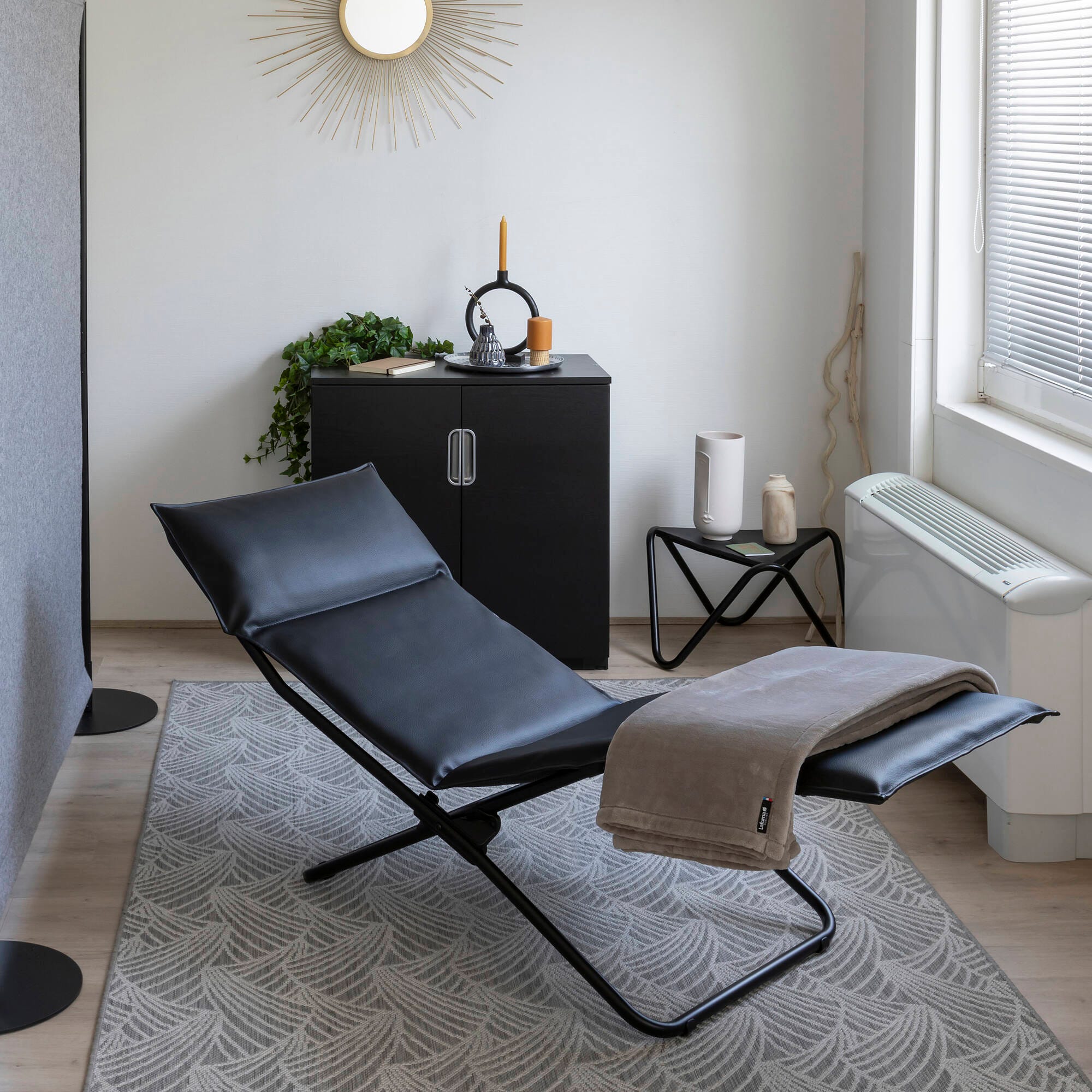 Gepolsterter-Klapp-Liegestuhl Eclipse Stamskin Top Club Schwarz Nori