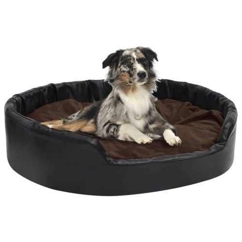 Sofá Vidaxl com almofada lavável, preto e marrom, para animais de estimação.