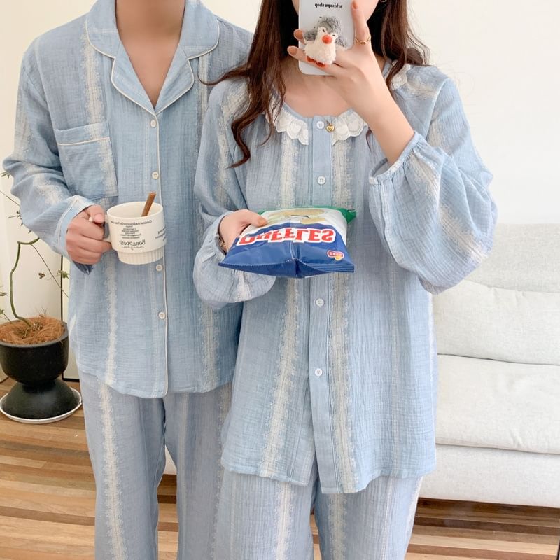 Tanee - Bijpassende gestreepte pyjamaset voor koppels