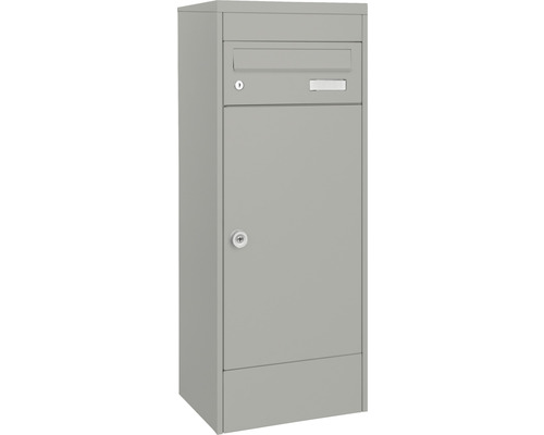 MEFA pakketbrievenbus, gepoedercoat staal, BxHxD 410/1025/325 mm, Mana 482, wit aluminium RAL 9006, frontuitname, 2 compartimenten met naamplaatje