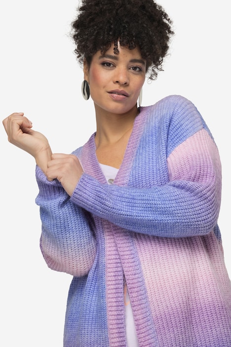 Strickjacke, Farbverlauf, offene Form, Langarm