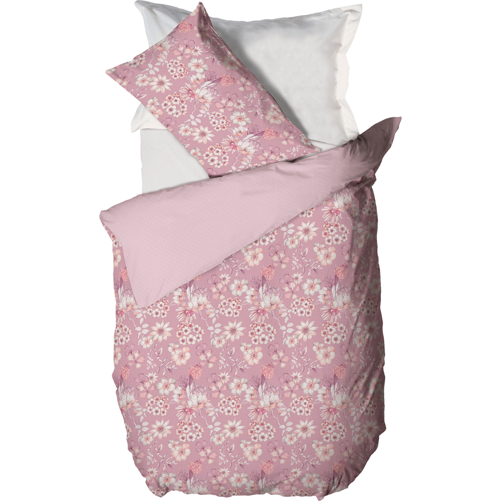 Bettwäsche pink mit Blumen 50x70 Kissenbezug