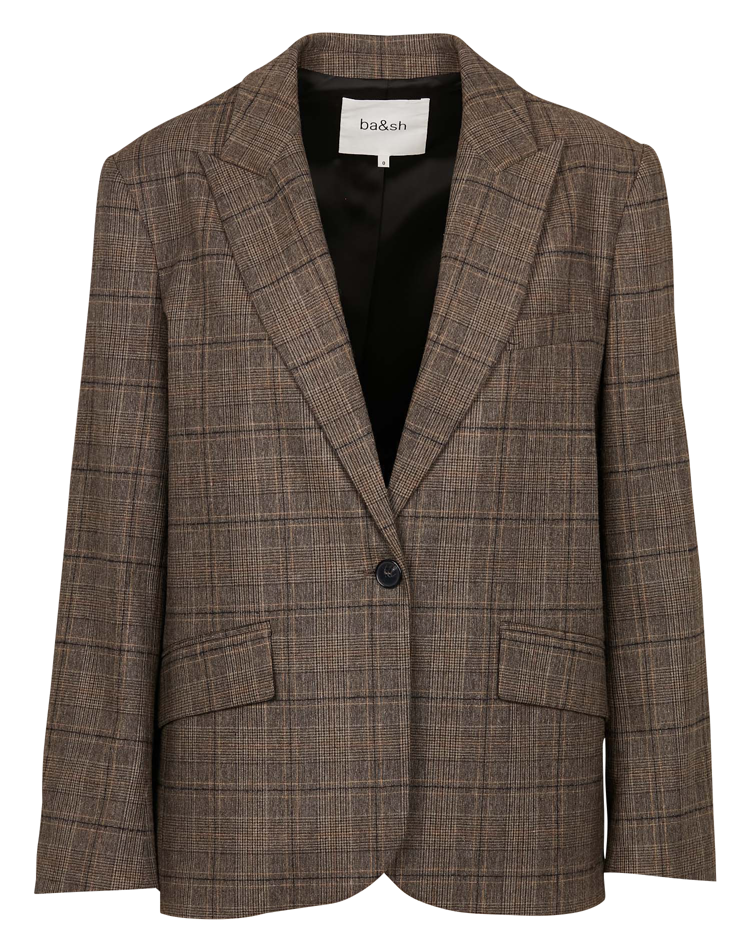 CEECEE - Veste droite col tailleur motif Prince de Galles | Marron