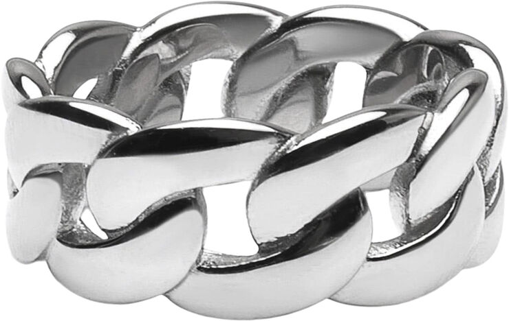 Nialaya Men's Stainless Steel Chain Ring Silver