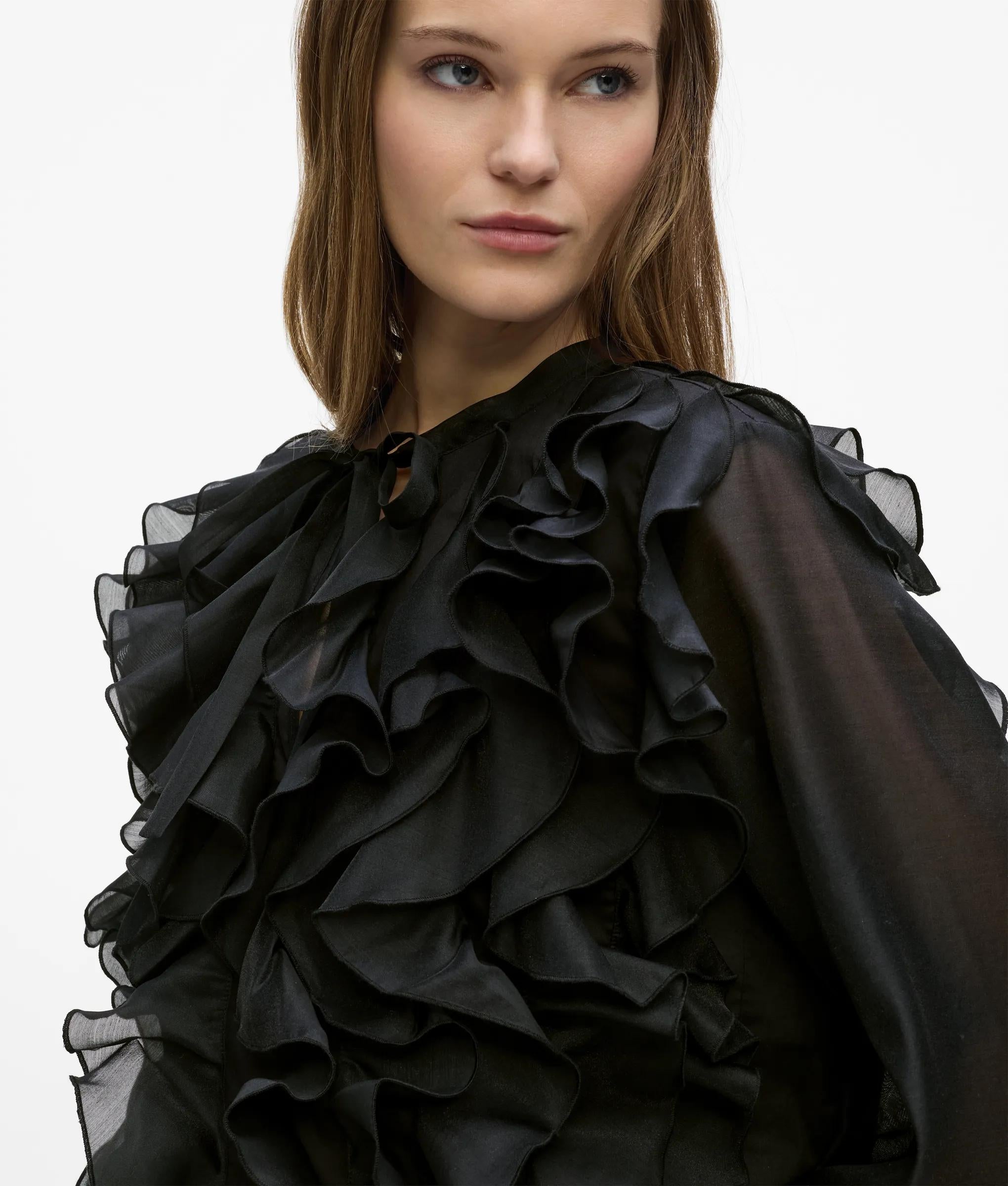 Organza blouse met ruches