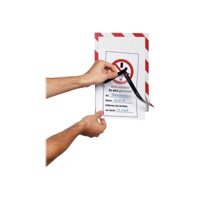 Durable Duraframe Security - 2 Cadres d'affichage bicolore - A4 - rouge/blanc (encadrement magnétique)