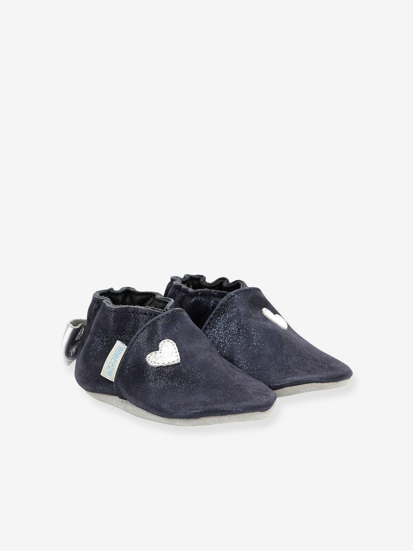 Chinelo de couro leve ROBEEZ© Mini Love, azul marinho para bebês