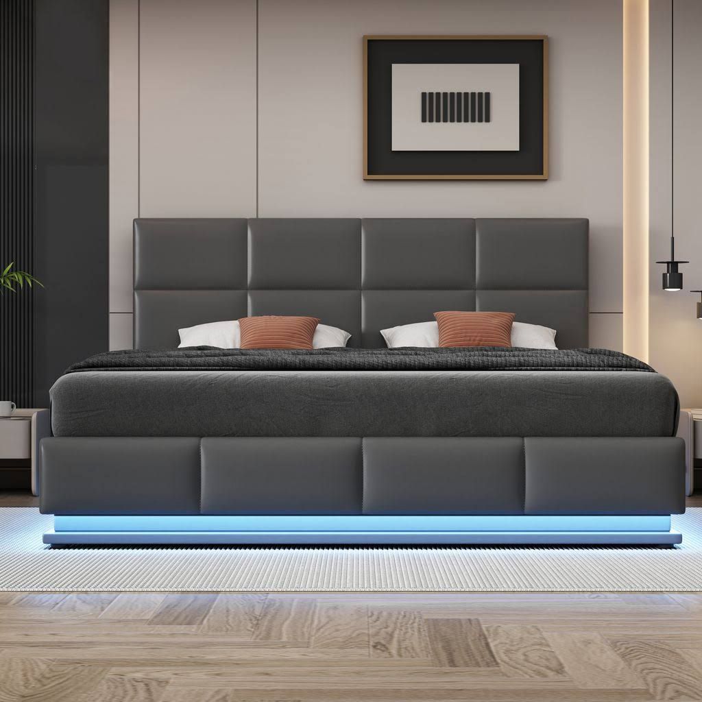 flieks hydraulisches boxspringbett 180x200cm Polsterbett mit Stauraum und Led