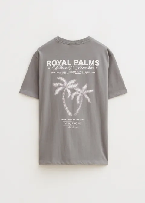 T-shirt met print waves freedom grijs (GRS)