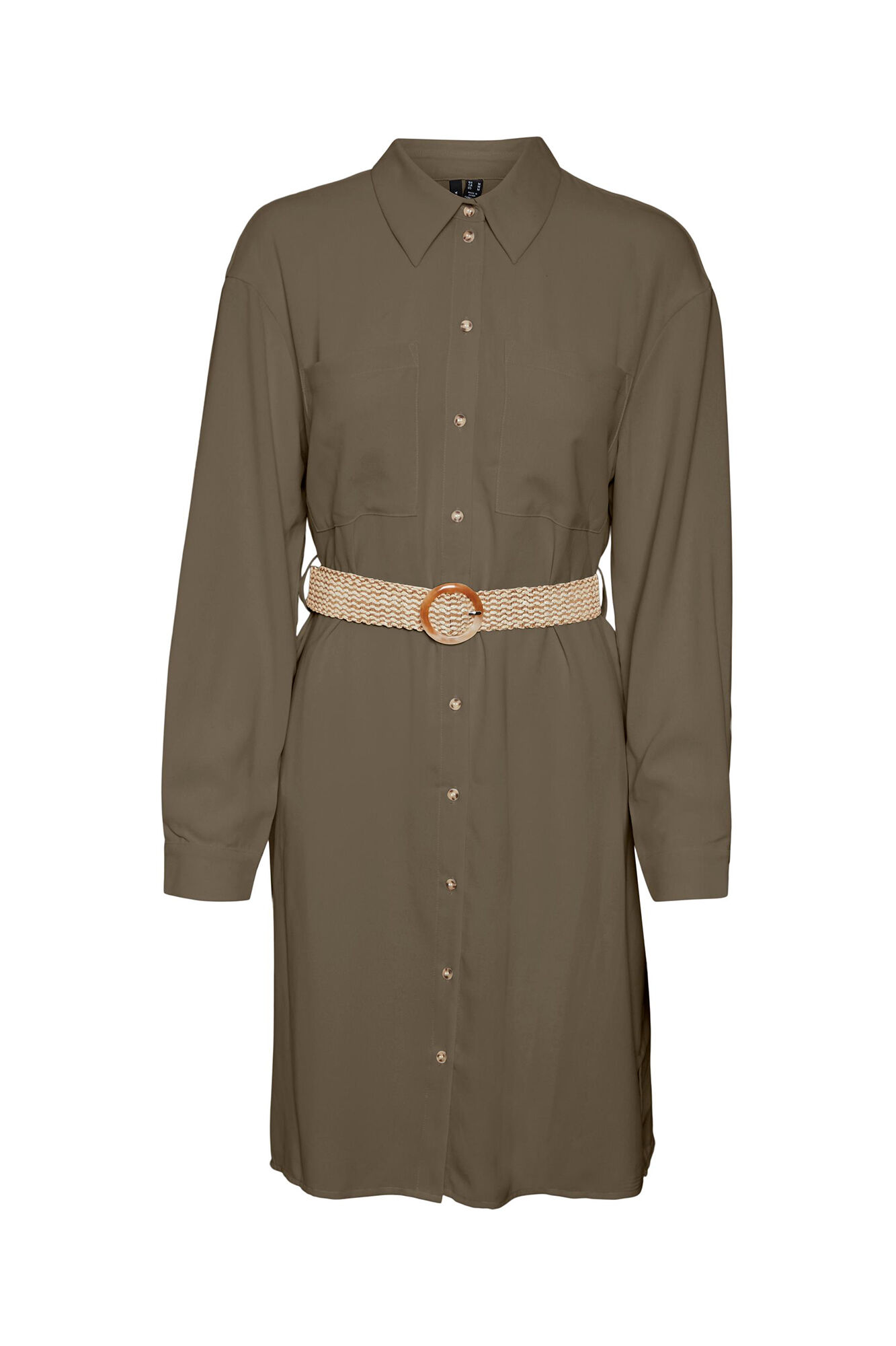 Vestido curto estilo camisa - Verde