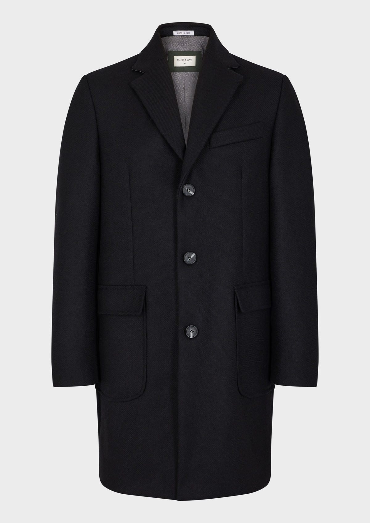 Manteau en laine mélangée unie noire