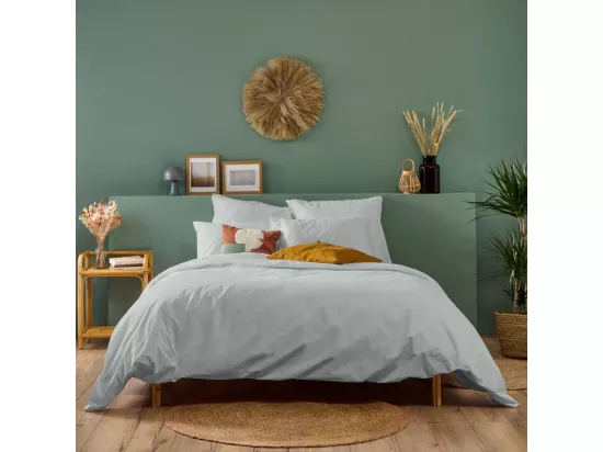 Housse de couette Gris clair en percale de coton - 140x200cm