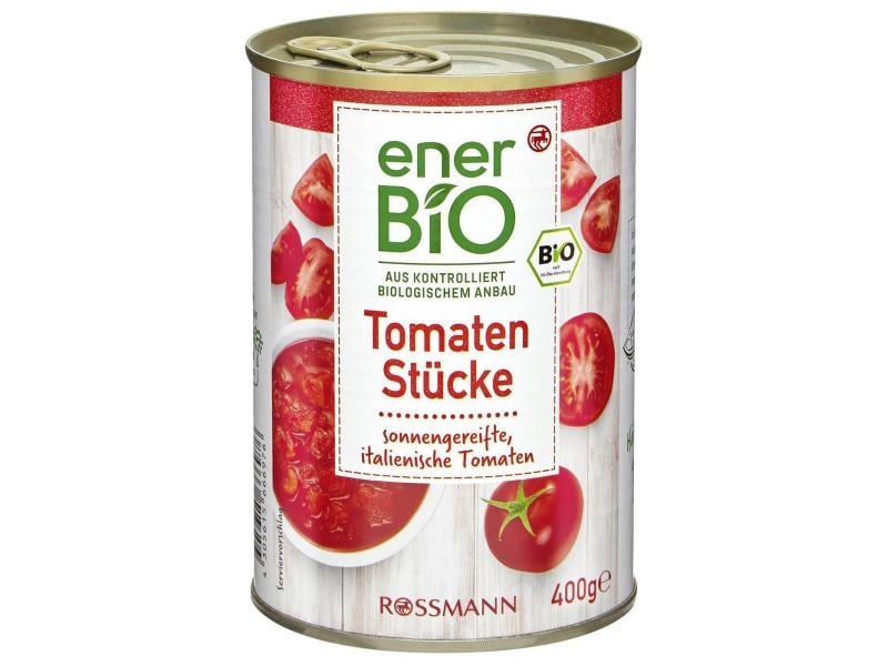 enerBIO Bio Tomatenstücke 12 x 400 g Geschälte und gehackte Tomaten