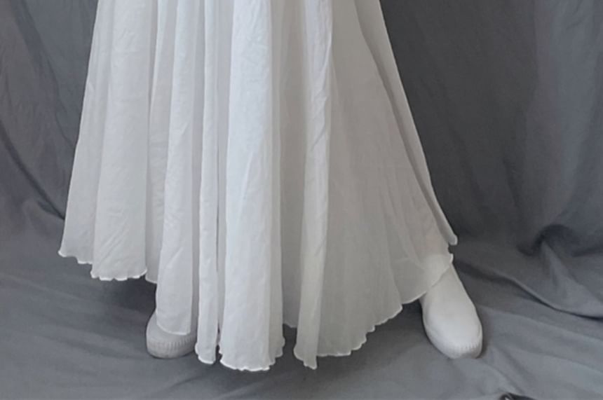 Taragon - Hoge taille effen maxi A-lijn rok