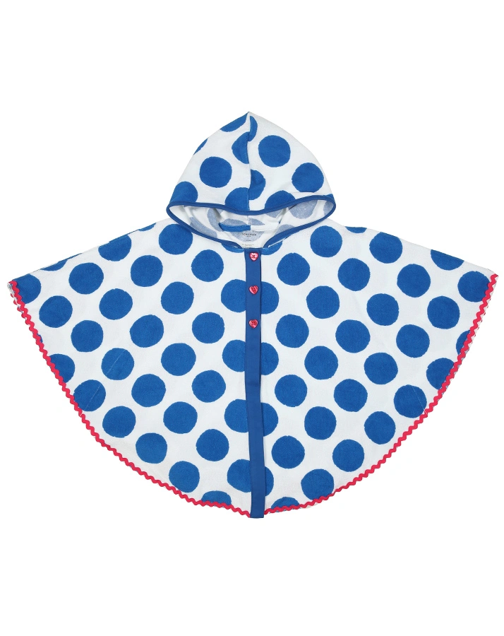 Badeponcho POLKA PARTY in weiß/blau