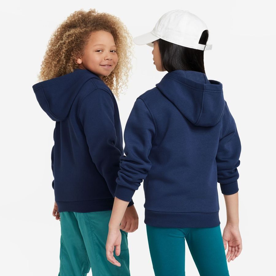 Nike Sweat à Capuche NSW Club Fleece Full Zip - Bleu Marine/Blanc Enfant