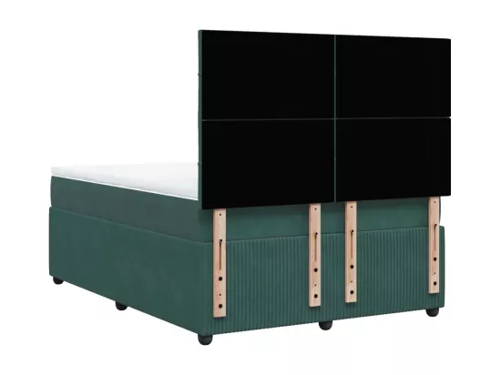 Sommier à lattes de lit et matelas Vert foncé 140x190cm Velours