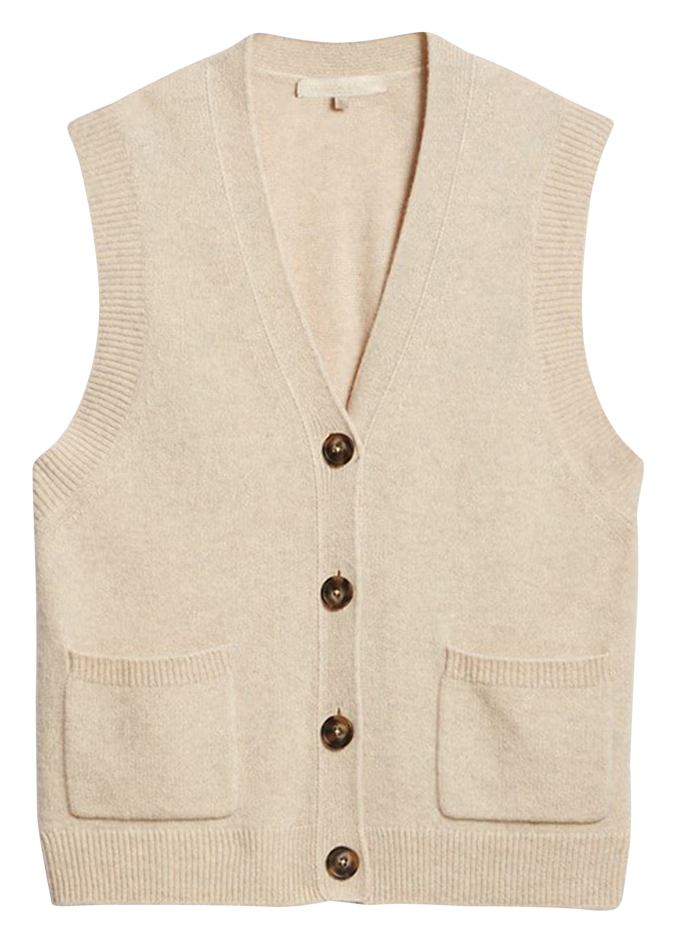 DASHLEY - Gilet droit col V en laine | Blanc