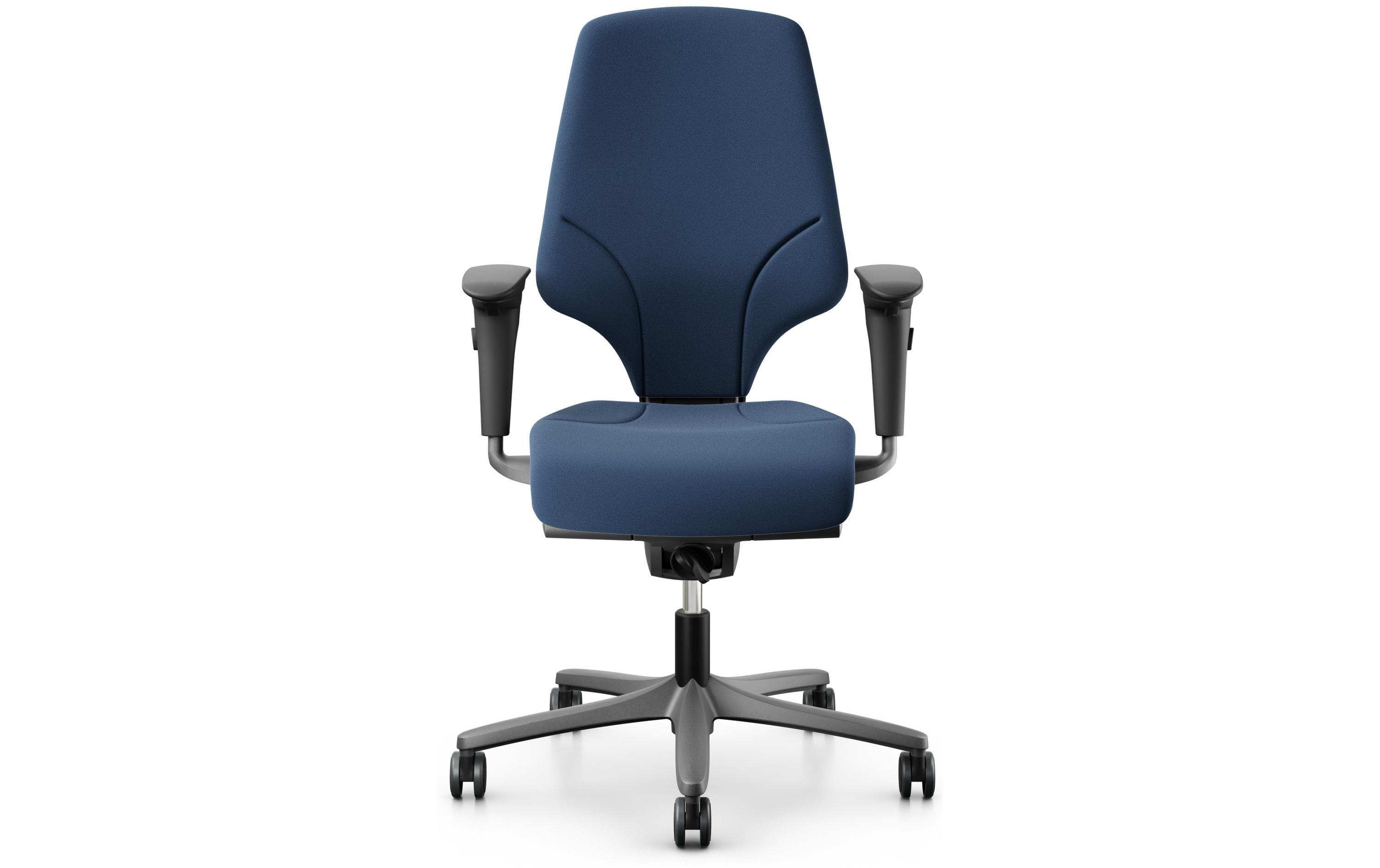 Bürostuhl 64 mit Polsterrücken und Armlehnen, Dunkelblau<br>Klassischer Arbeitsstuhl ideal für aktives Sitzen
