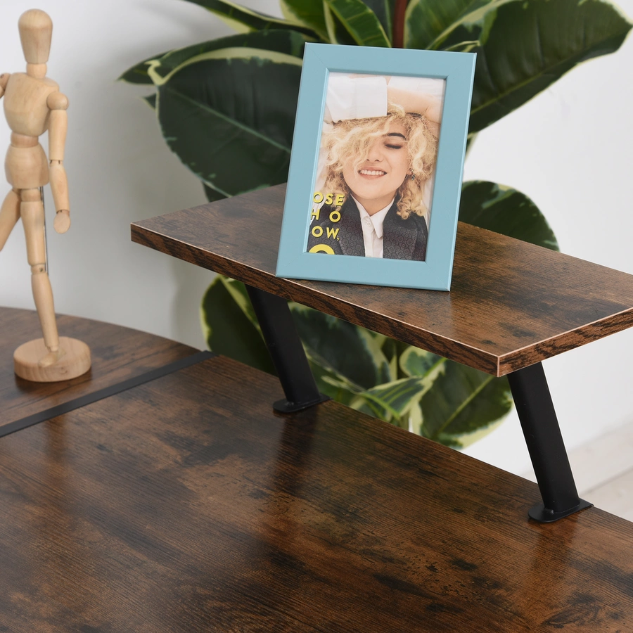 HOMCOM Eckschreibtisch schwarz, Holzmaserung