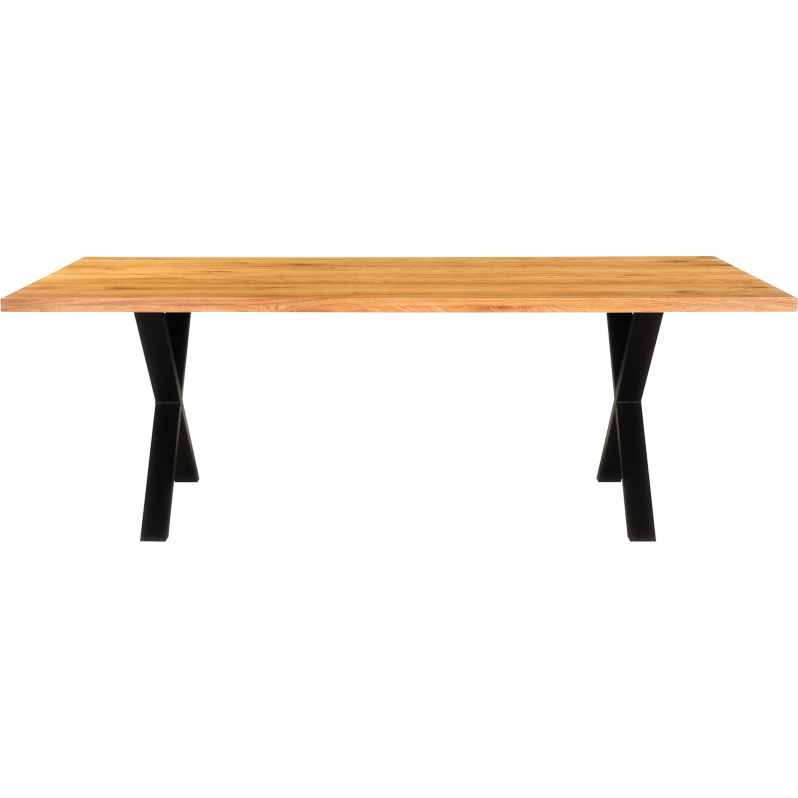 Tisch Flims Eiche massiv, Gerade Kante, X-Fuss 160 x 76 x 90 cm