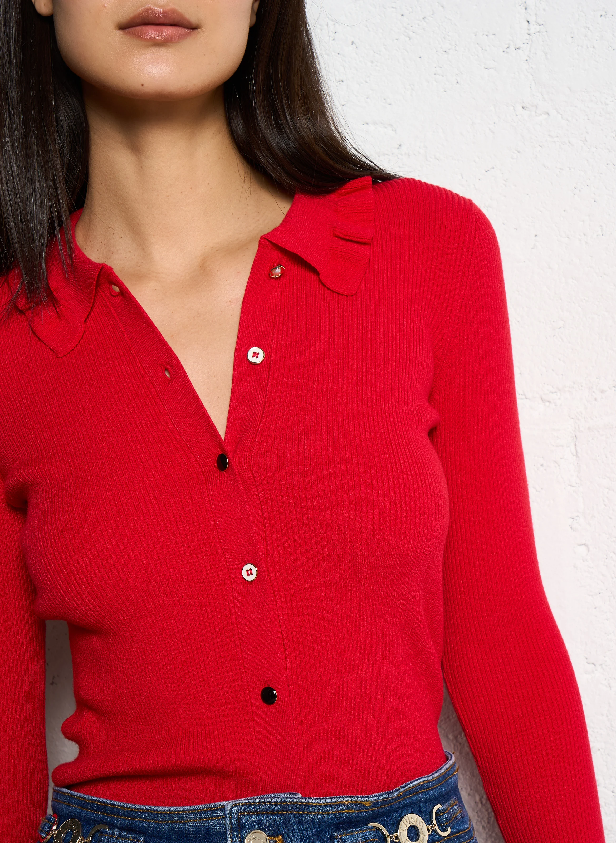 Cardigan boutonné | Rouge