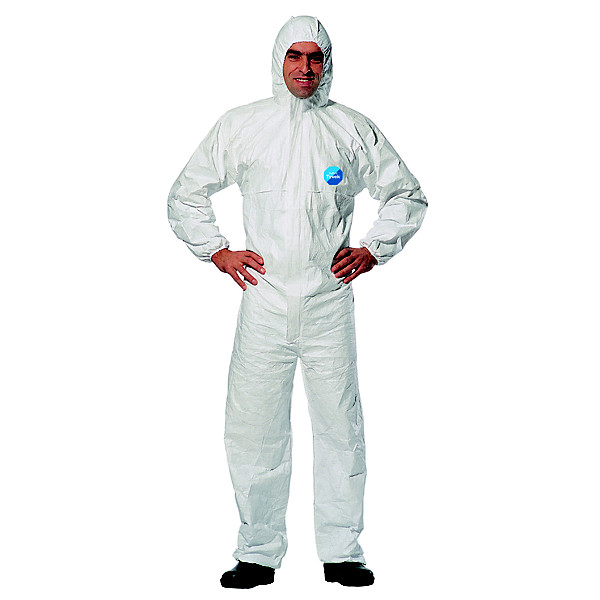 5 combinaisons blanches en non tissé Tyvek, Protection type 5 et 6, taille L