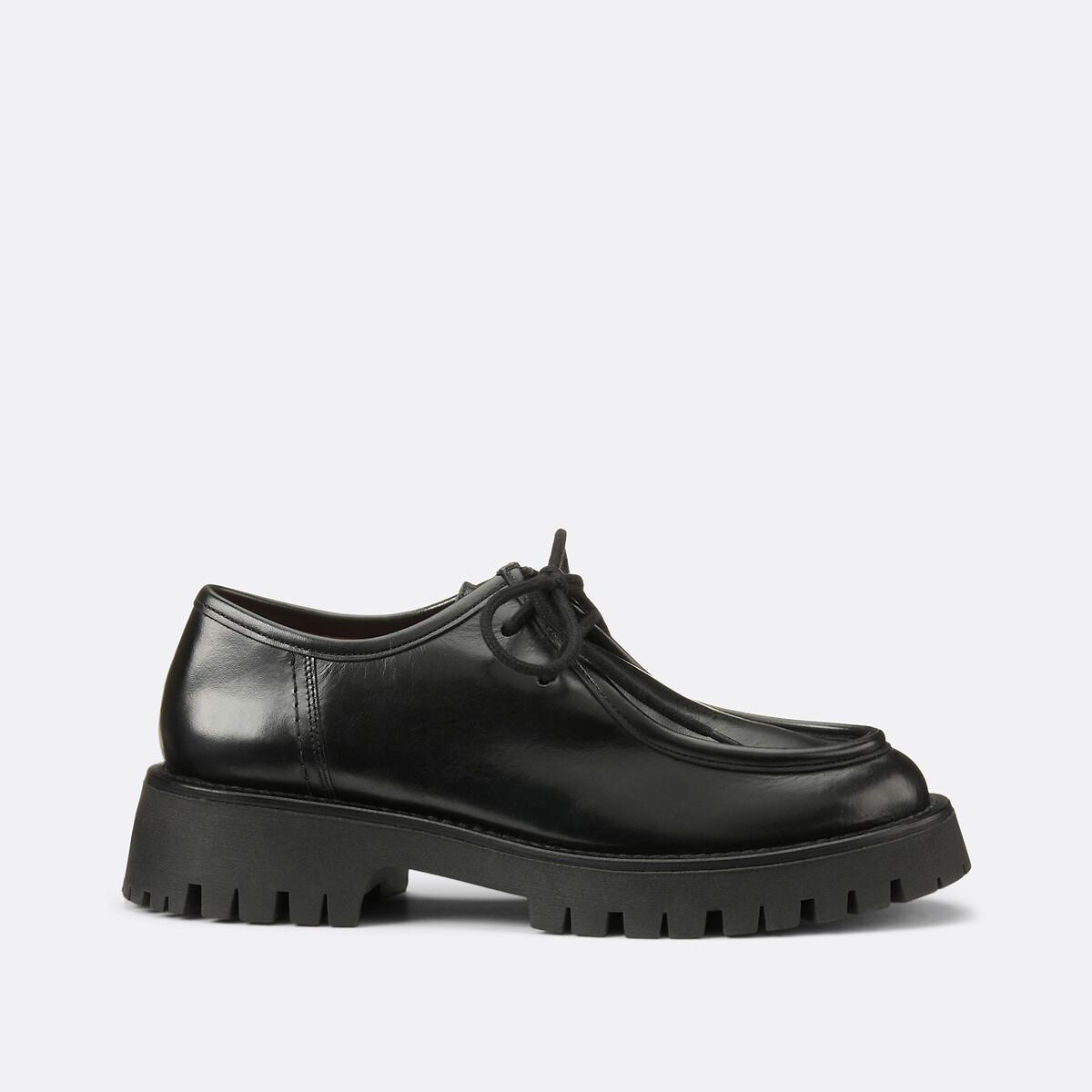 COLEÇÃO LA REDOUTE<br>Sapatos derby em couro liso com textura