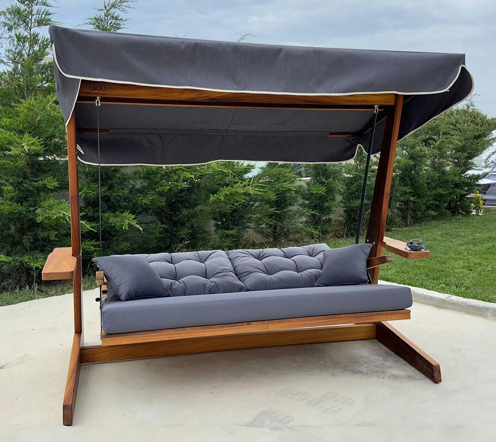WESTMANN Hollywoodschaukel Schaukelbank Sia 2400 Anthrazit 236x120x190 cm Gartenschaukel Gartenliege mit Sonnenschutz Hollywoodliege Komplettset 400 kg Traglast