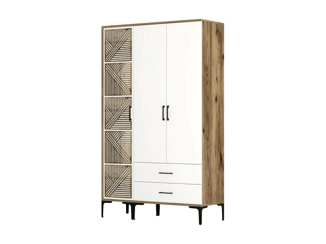 Garde-robe 3 portes Dgalbiat, Meubles de chambre, Penderie de plain-pied, Placard à vêtements, 120x48h201 cm, Noyer et Blanc
