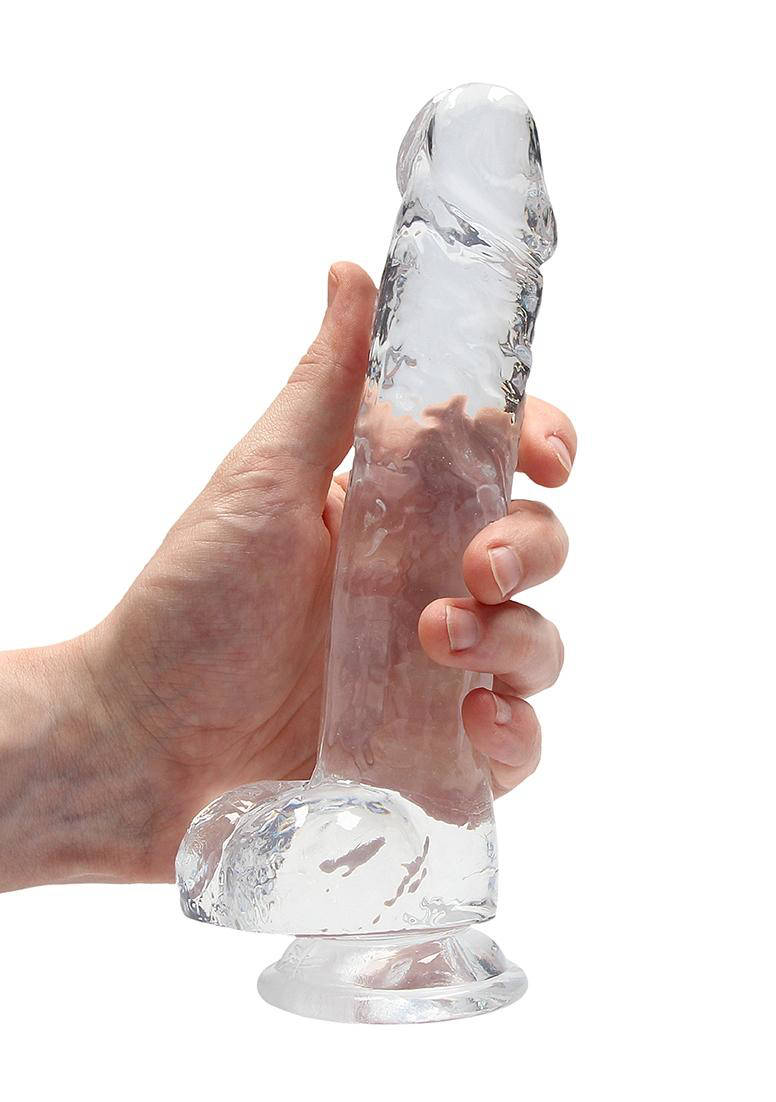 RealRock realistische dildo met scrotum - 21 cm - transparant