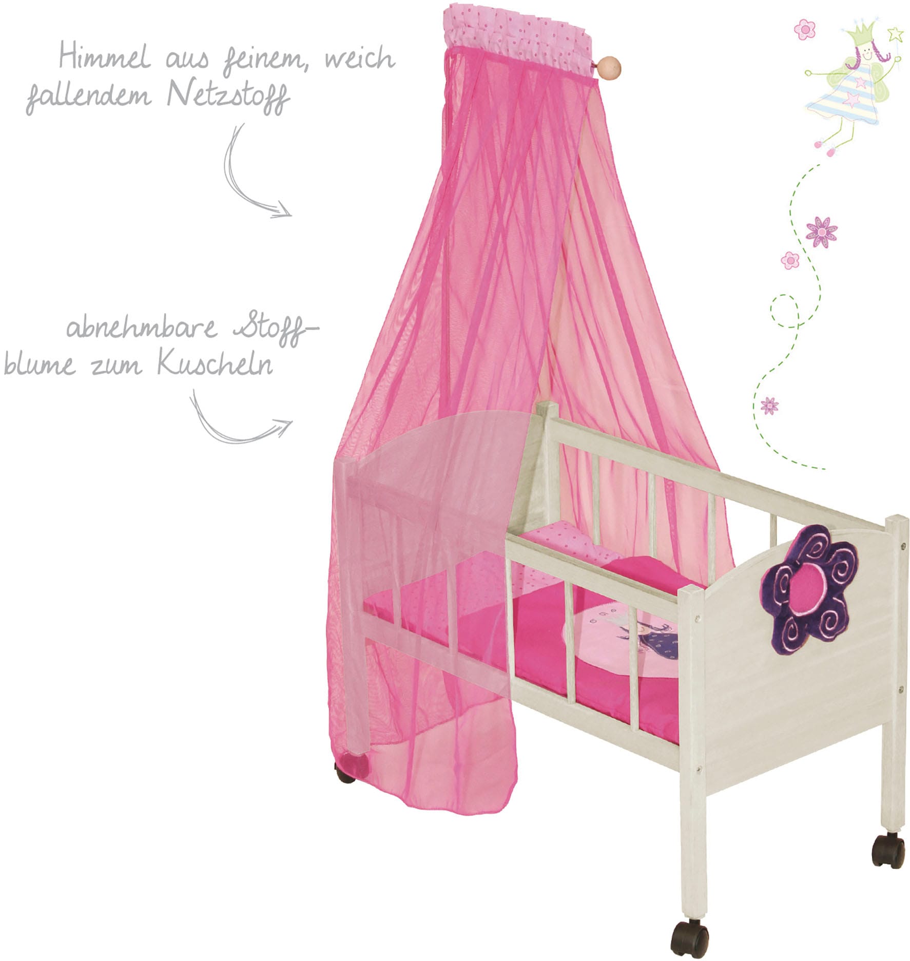 roba® Puppenbett »Happy Fee« mit Himmel