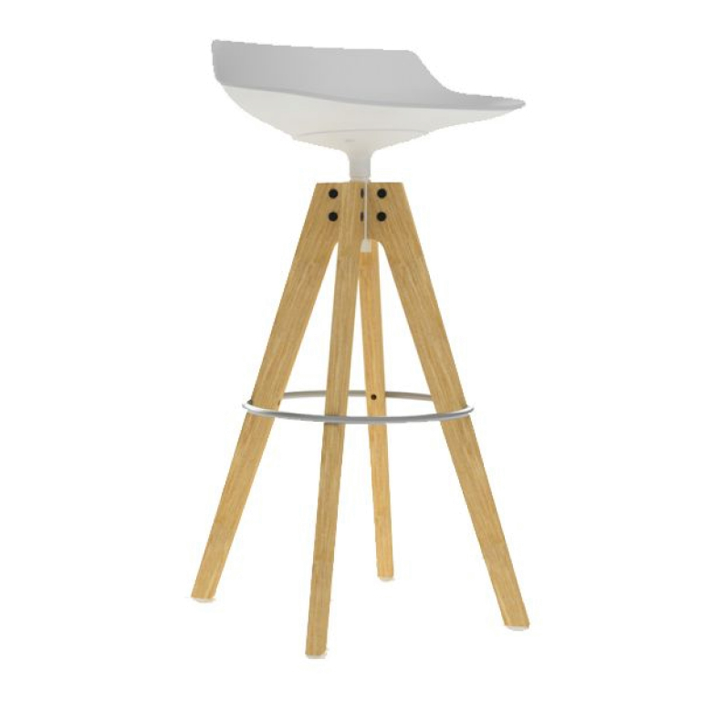 MDF Italia Flow Stool barkruk 78cm met VN naturel eiken onderstel wit