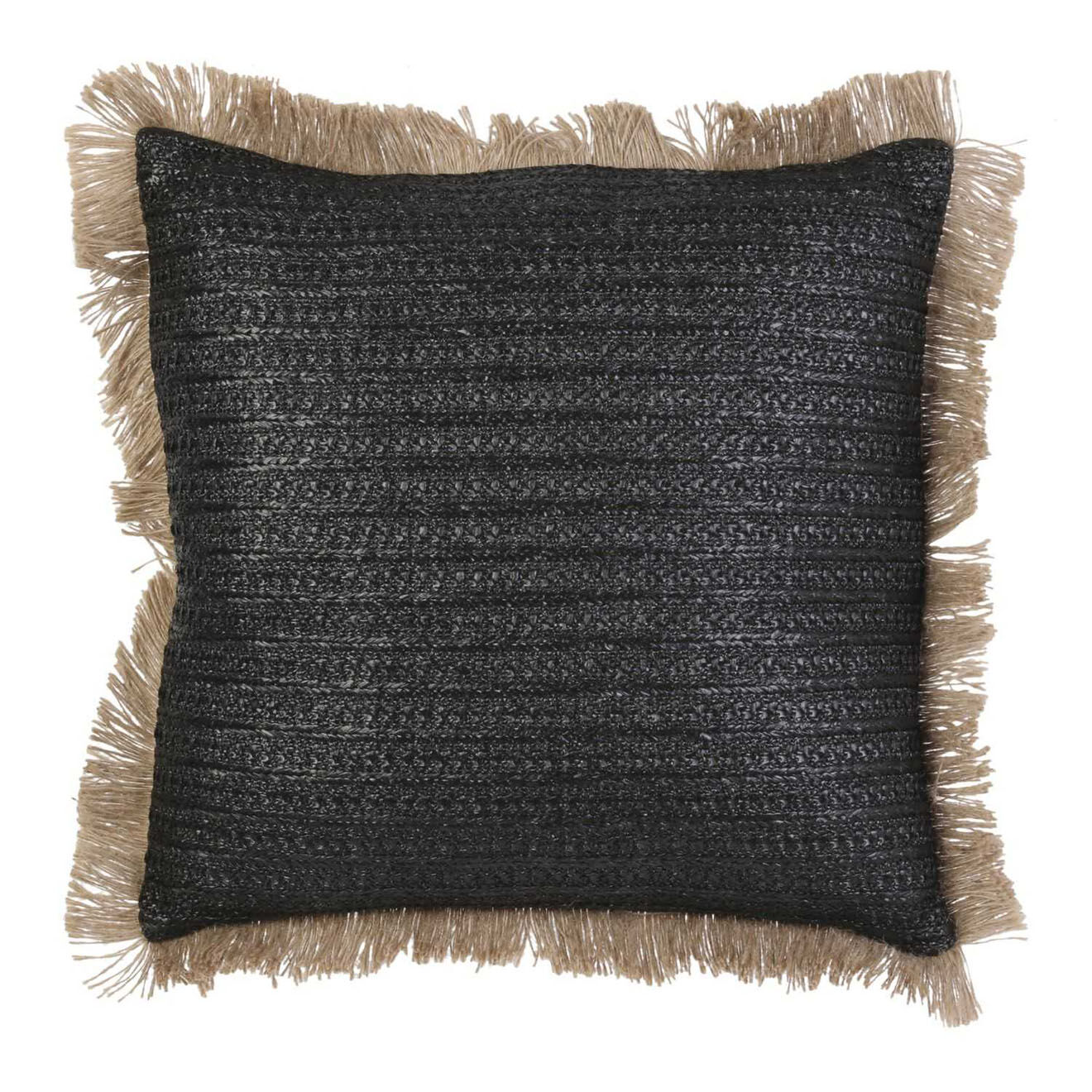 Home Deco Factory Coussin Raphia déhoussable noir/beige - 40x40 cm