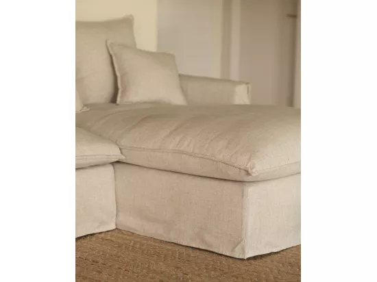 Canapé 4/5 places d'angle droite en coton et lin déhoussable beige