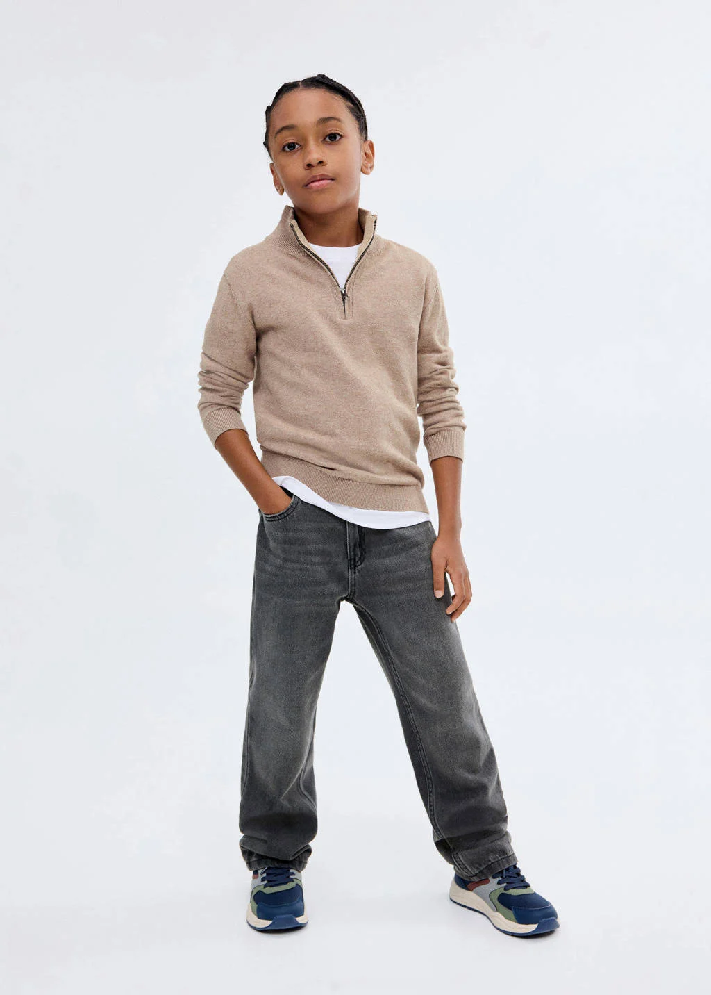 Mango Kids straight leg jeans grey denim