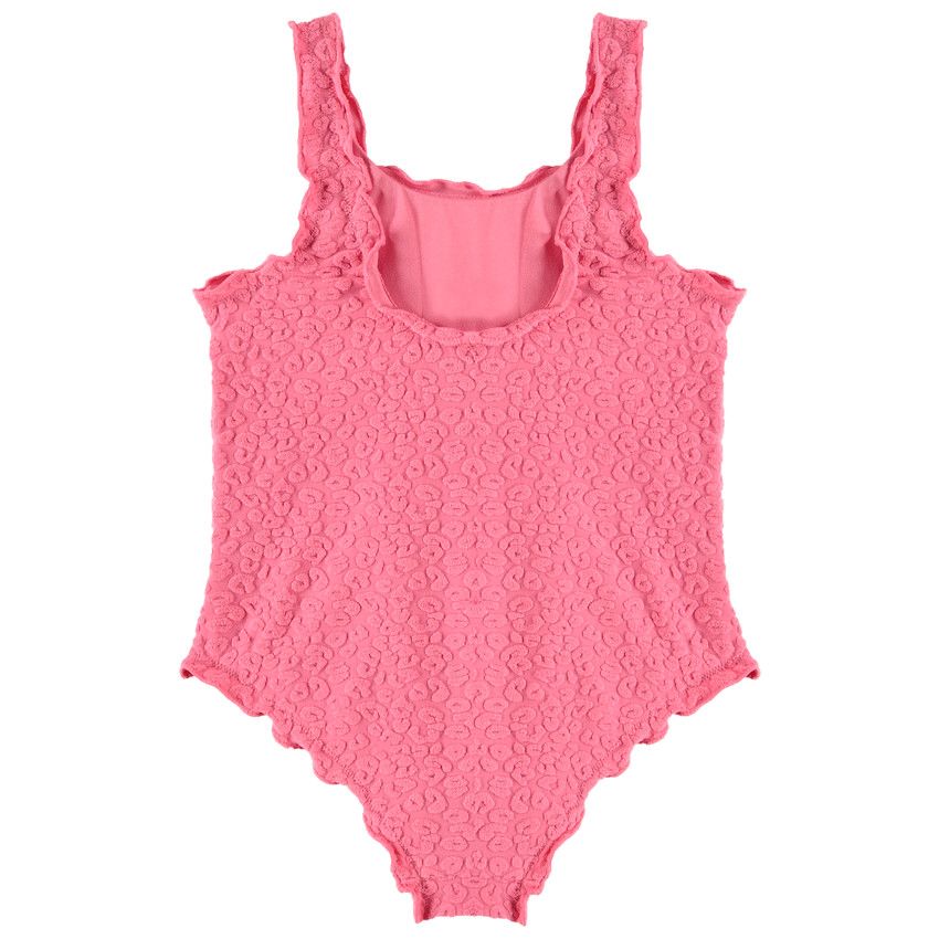 Maillot de bain 1 pièce uni avec motif animalier en relief pour fille - Multicolore