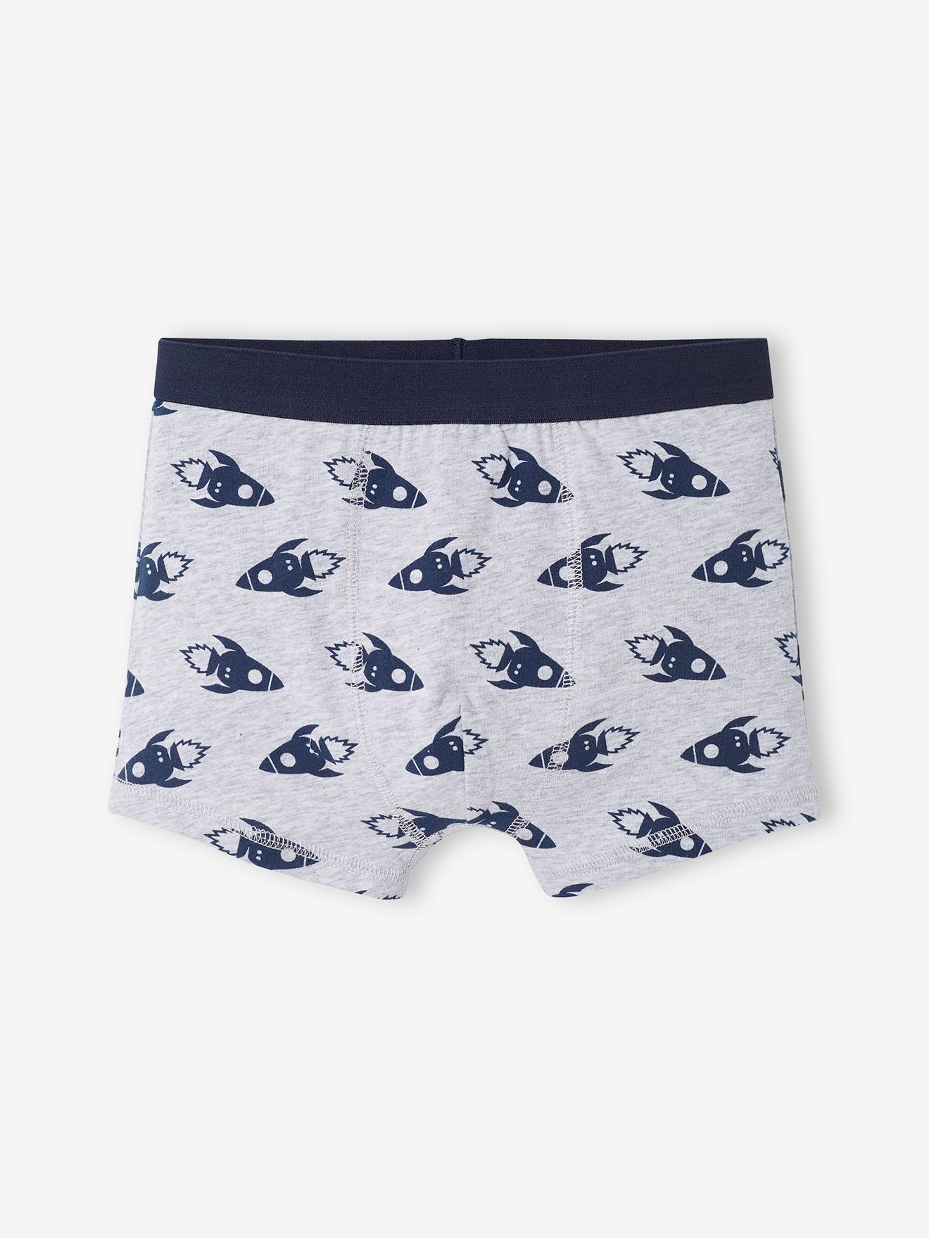 Pacote com 3 cuecas boxer lisas azul-escuras da NASA® com estampas.