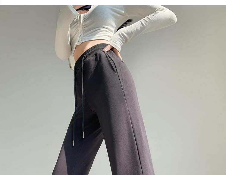 Malrowe - Hoge taille effen uitlopende broek