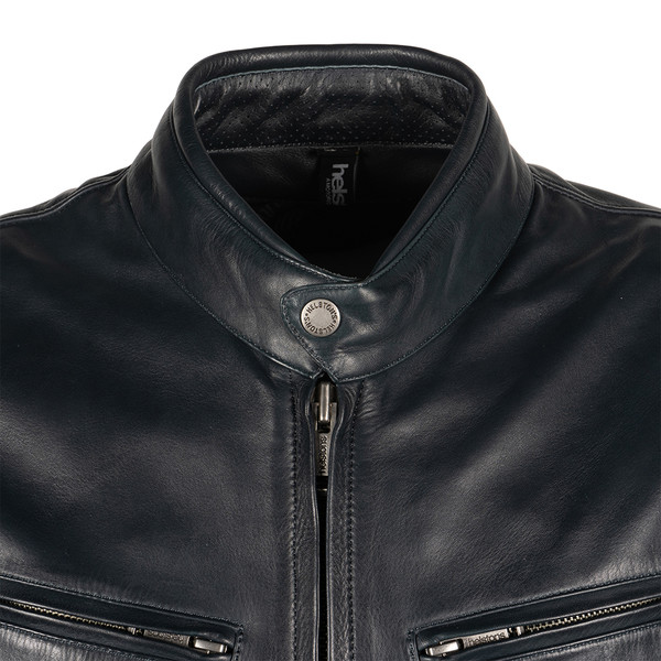 Helstons - Blouson Race Cuir Aniline Bleu
