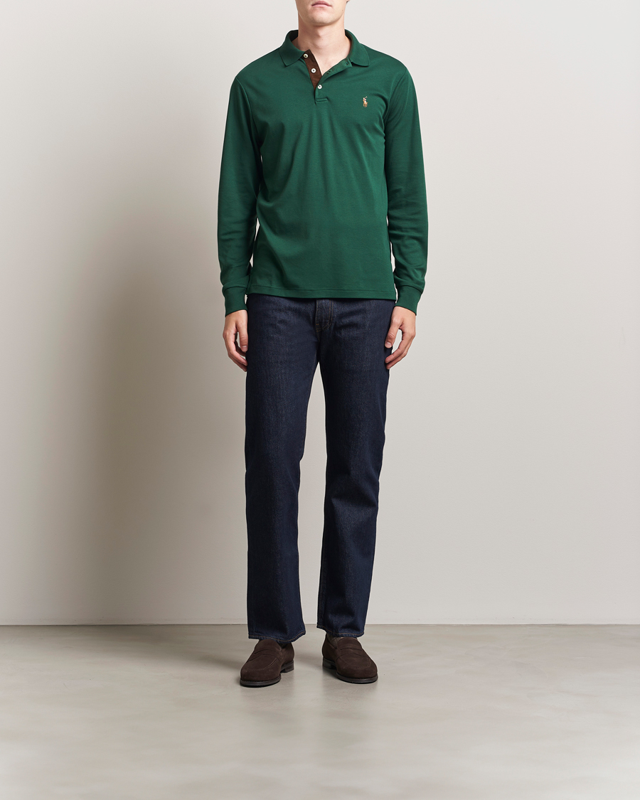 Polo Ralph Lauren Pima Cotton Custom Slim Fit LS Polo Vintage Pine