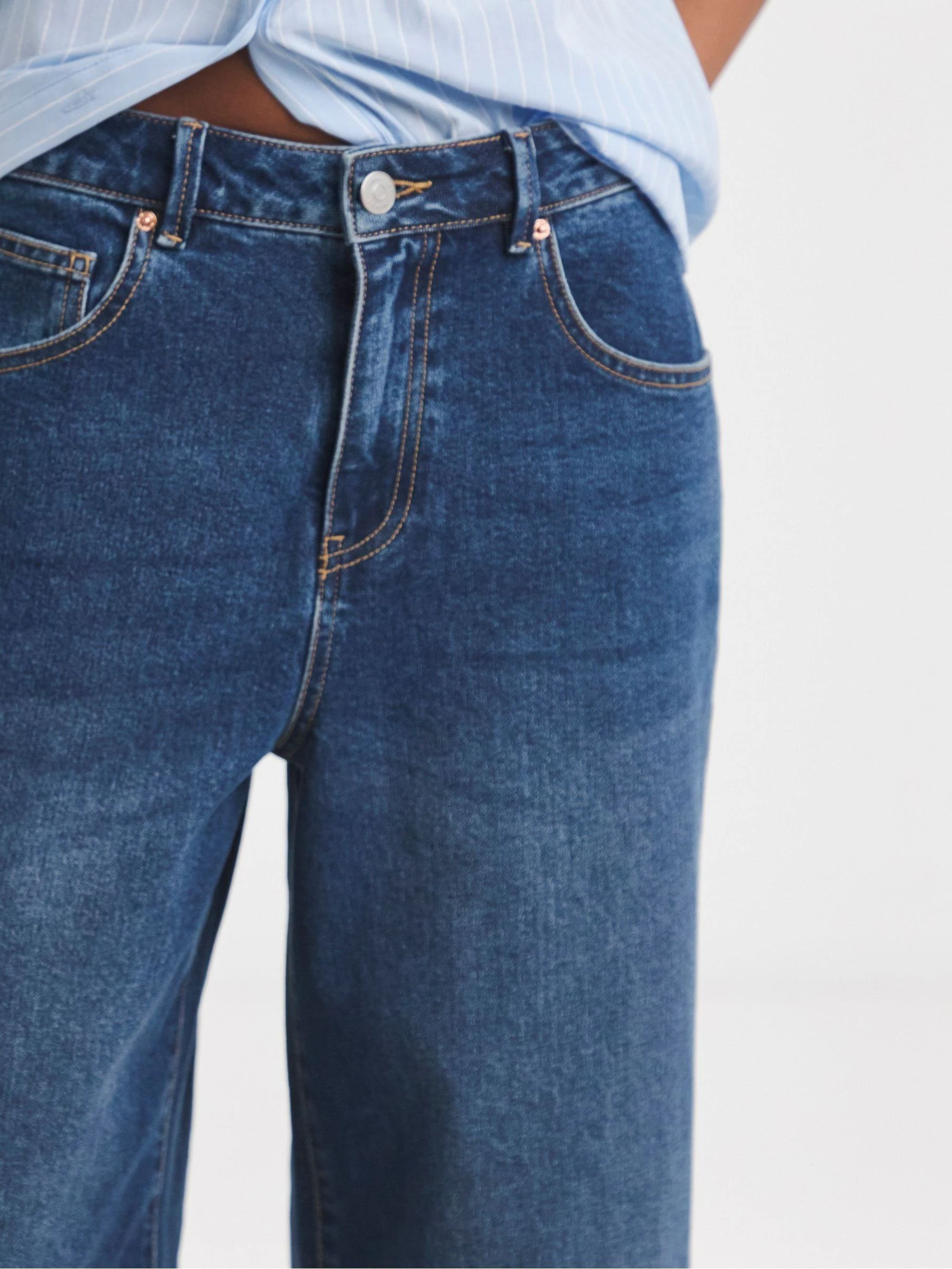 Blauw - Simply Be Barrel jeans met figuurnaad